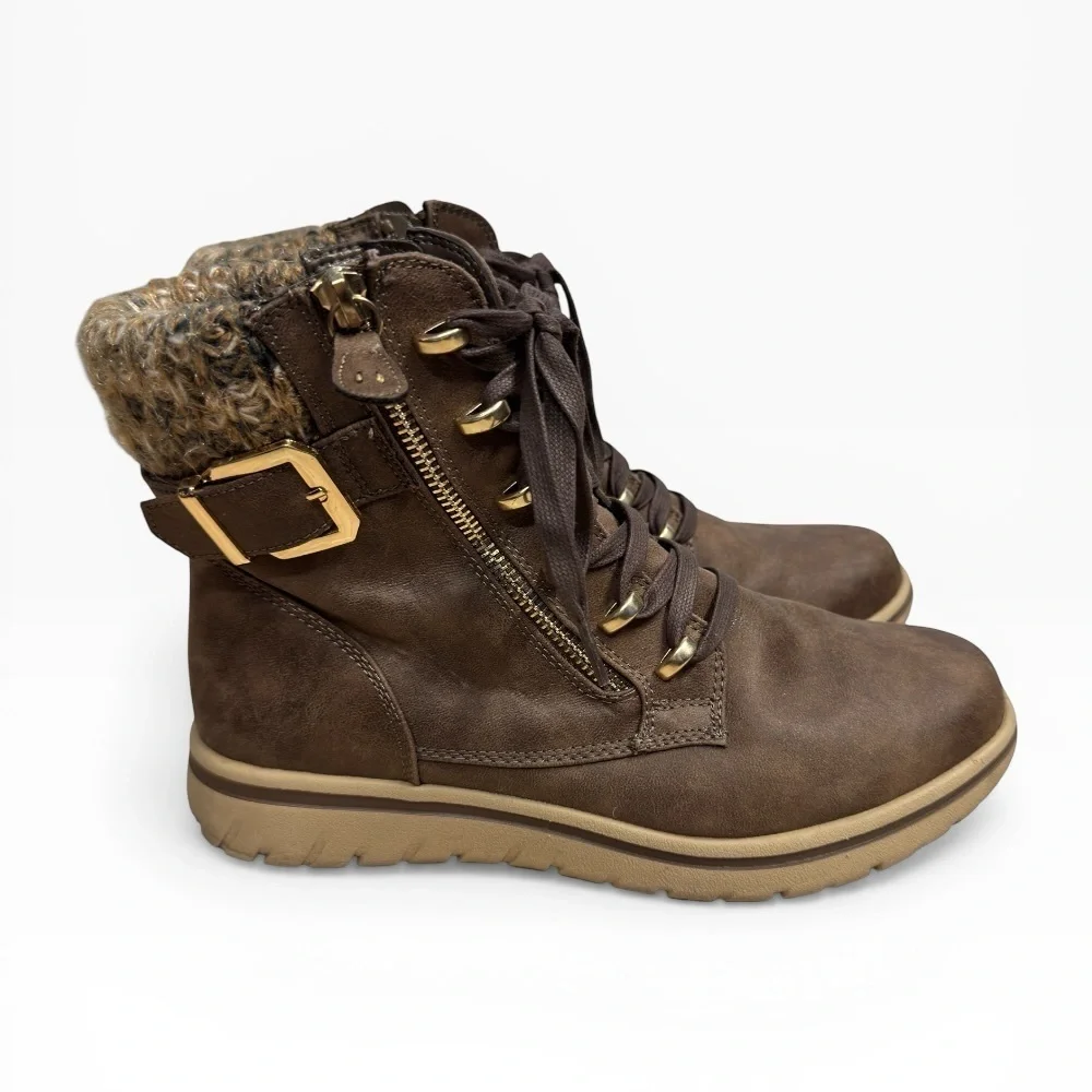 Cliffs by White Mountain Hearten Lace Up Booties Brown Womens Y2K Size US 9